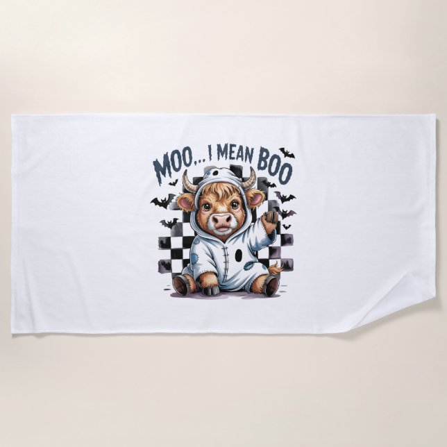 Niedliches Hochland Kuh Kaschiertes Halloween Strandtuch (Vorderseite)