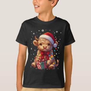 Niedliches Hochland Kuh Weihnachtsmann Kuh Xmas Sa T-Shirt