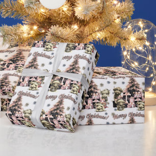 Niedliches Hochlandkuh Pink Weihnachtswrapping Pap Geschenkpapier