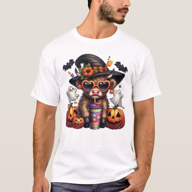 Niedliches HochlandkuhHalloween-T - Shirt-Design T-Shirt (Vorderseite)
