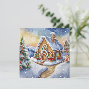 Niedliches Holiday Gingerbrot House Einladung