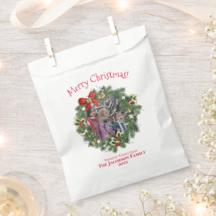 Niedliches Holiday Wreath Foto Rahmen Frohe Weihna Geschenktütchen