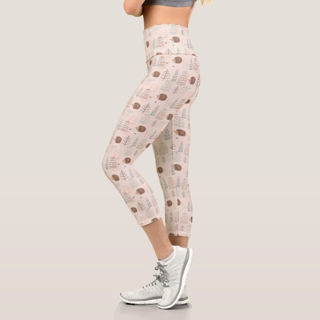 Niedliches Holz Igel Muster Capri Leggings (Links)