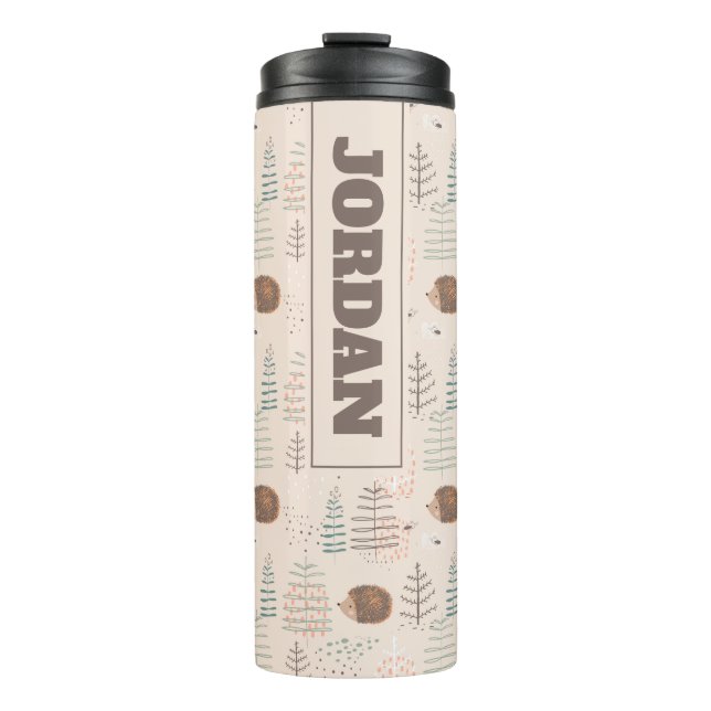 Niedliches Holz Igel Muster Thermosbecher (Vorderseite)