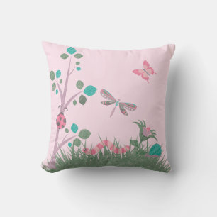 Niedliches Holzbrett Bugs Pink Pastel CUSHION Kissen