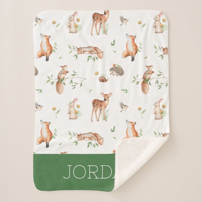 Niedliches Holzlandtier-Muster Sherpadecke (Vorderseite)