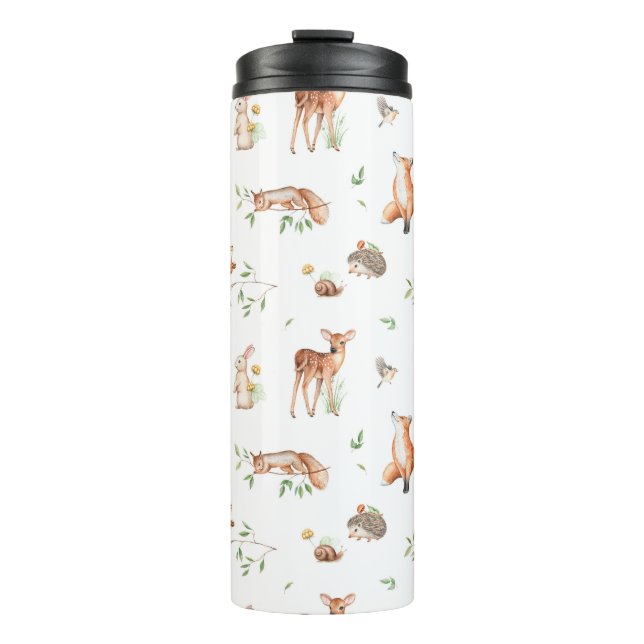 Niedliches Holzlandtier-Muster Thermosbecher (Vorderseite)