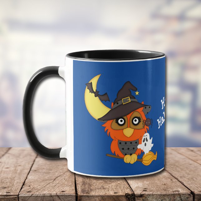 Niedliches Hoot Owl und Ghost Halloween Tasse (Von Creator hochgeladen)