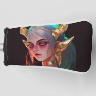 Niedliches Horned Cyber-Dämonenmädchen Golf Headcover