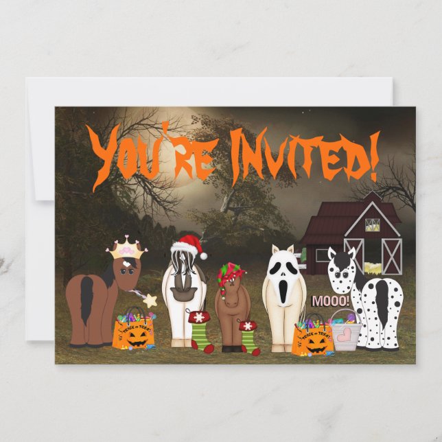 Niedliches Horsey Halloween Holiday Horse Party Einladung (Vorderseite)