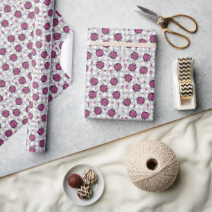 Niedliches Hot Pink & Black Ladybug Zeichnend Must Geschenkpapier