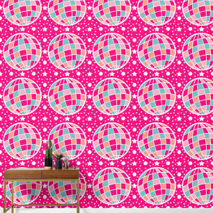 Niedliches Hot-Pink-Diskothek-Ball-Muster Tapete