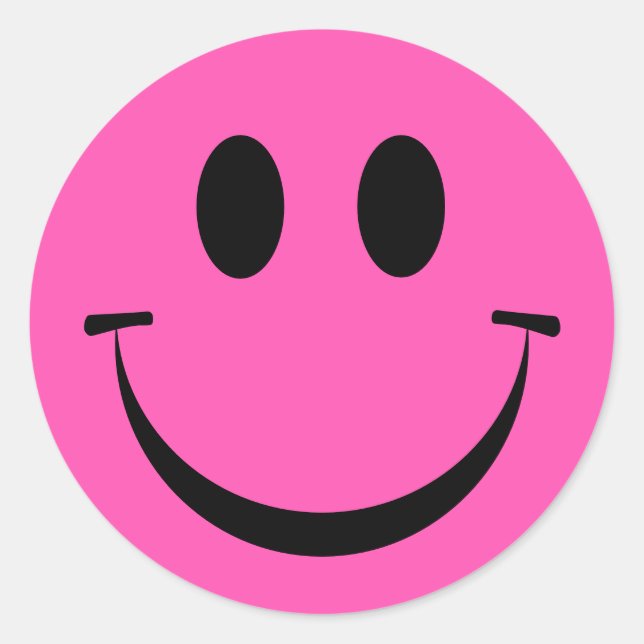 Niedliches Hot Pink Happy Face Runder Aufkleber (Vorderseite)