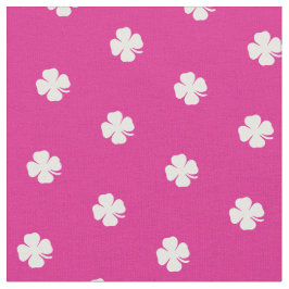 Niedliches Hot Pink Lucky Clover White Dots Muster Stoff