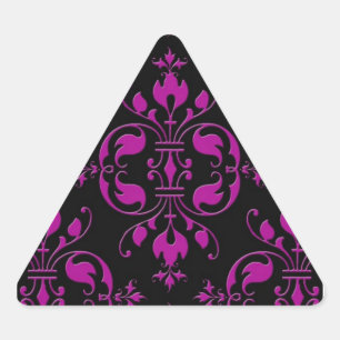 Niedliches Hot Pink über die schwarze Damaske Dreieckiger Aufkleber