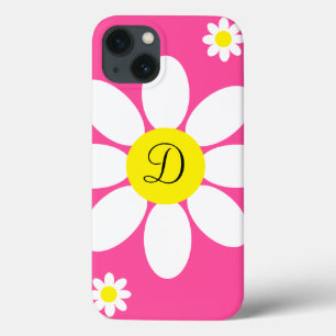 Niedliches Hot Pink und White Daisis Floral Initia Case-Mate iPhone Hülle