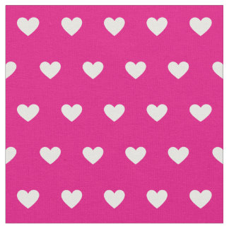 Niedliches Hot Pink White Hearts Dot Muster Stoff