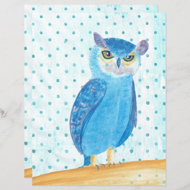 Niedliches Hübsches blaues Lila Owl Scrapbook (Vorne/Hinten)