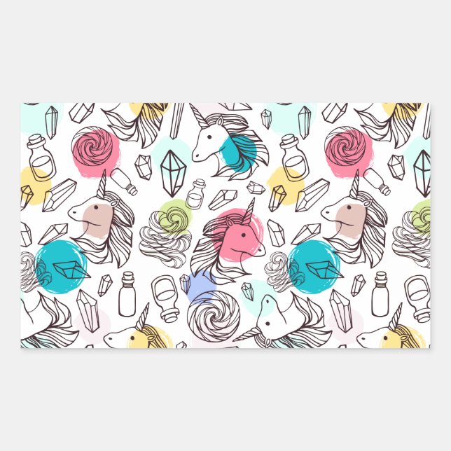 Niedliches Hübsches Einhornmuster Rechteckiger Aufkleber (Vorderseite)