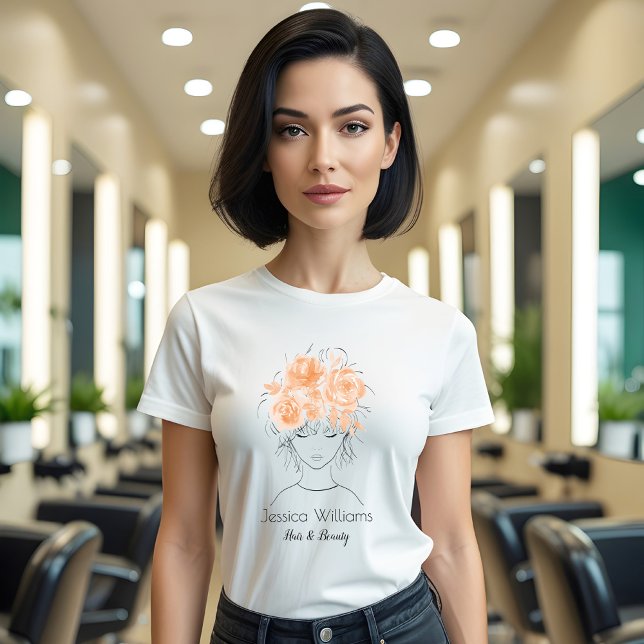 Niedliches hübsches Girl pfirsichfarbene Rose T-Shirt (Von Creator hochgeladen)