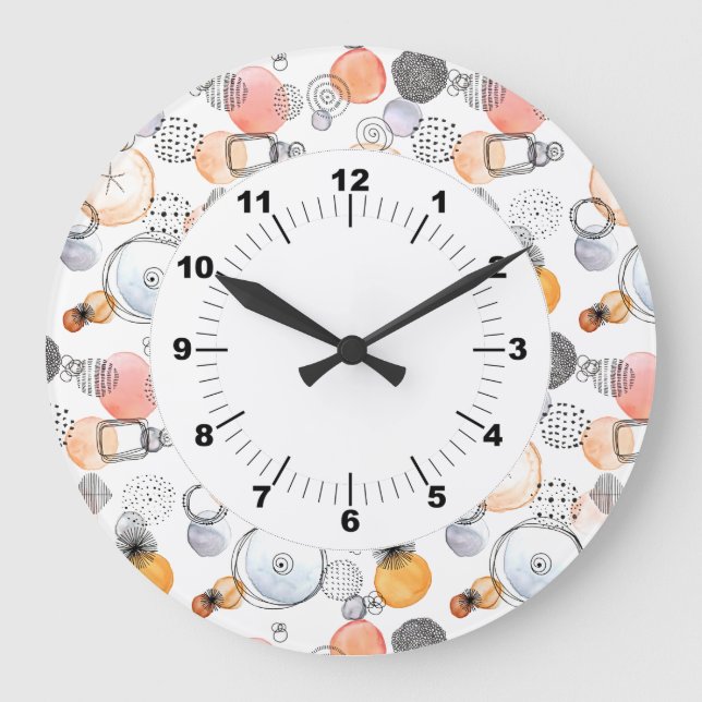 Niedliches Hübsches Muster Rosa und Blau Abstrakt Große Wanduhr (Vorderseite)