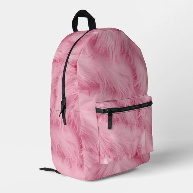 Niedliches Hübsches Pink Girl Fur Muster Bedruckter Rucksack (Rückseitige Ecke links)