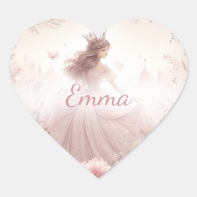 Niedliches Hübsches PinkPrincess mit Herz Herz-Aufkleber (Vorderseite)