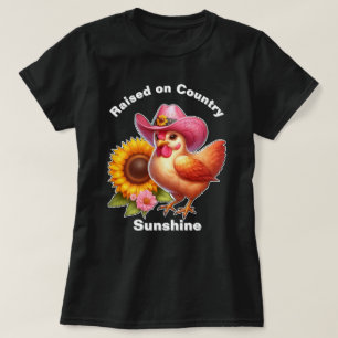 Niedliches Huhn in rosa Hut mit leuchtender Sonnen T-Shirt