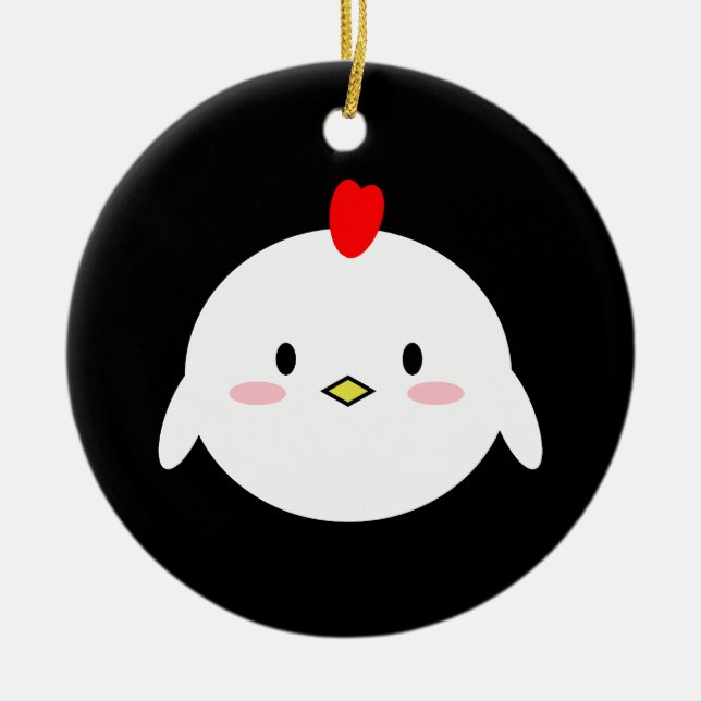 Niedliches Huhn Keramik Ornament (Vorne)