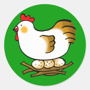 niedliches Huhn und Eier Runder Aufkleber