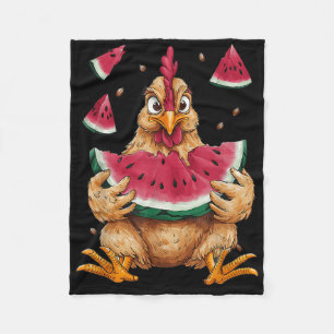 Niedliches Hühnchen Eating Watermelon Frucht Somme Fleecedecke