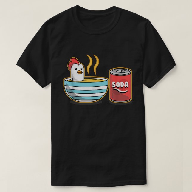 Niedliches Hühnchen in der Suppenschale mit Soda k T-Shirt (Design vorne)