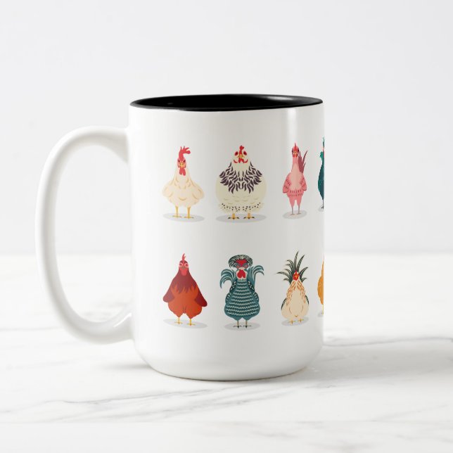  Niedliches Hühnchen Zweifarbige Tasse (Links)