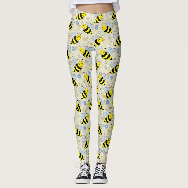 Niedliches Hummel-Bienen-Muster Leggings (Vorderseite)