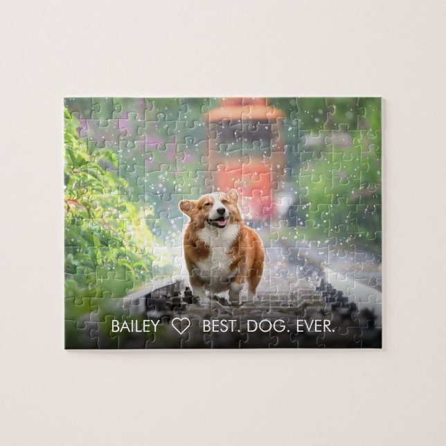 Niedliches Hundebüt Foto Personalisierte Haustiere Puzzle (Horizontal)