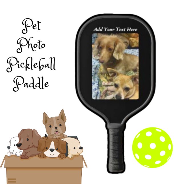 Niedliches Hundebüt-Foto Pickleball Schläger (Personalized Pet Photo/Add Your Text )
