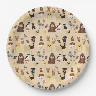 niedliches Hundedesign für Hundefreunde - Beige Rü Pappteller