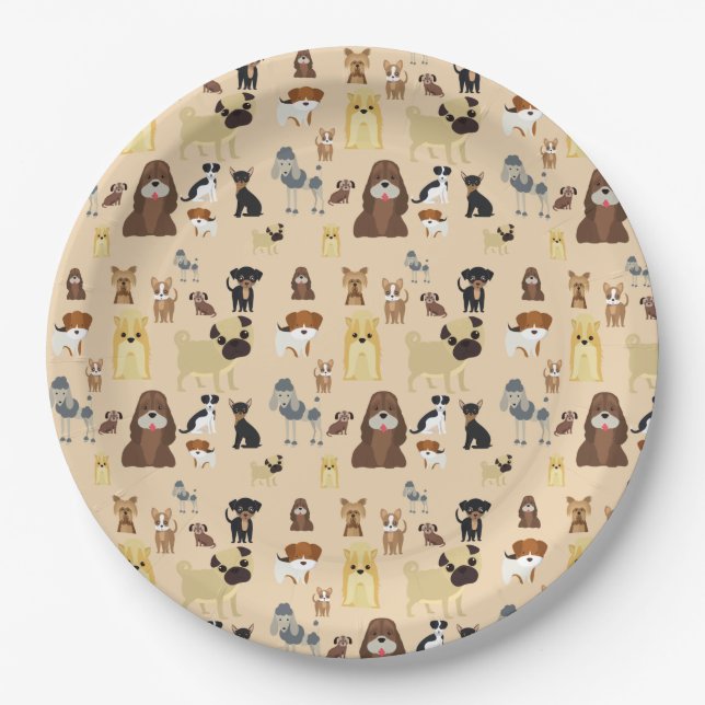 niedliches Hundedesign für Hundefreunde - Beige Rü Pappteller (Vorderseite)