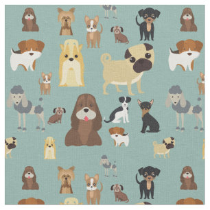 niedliches Hundedesign für Hundefreunde - türkis Stoff