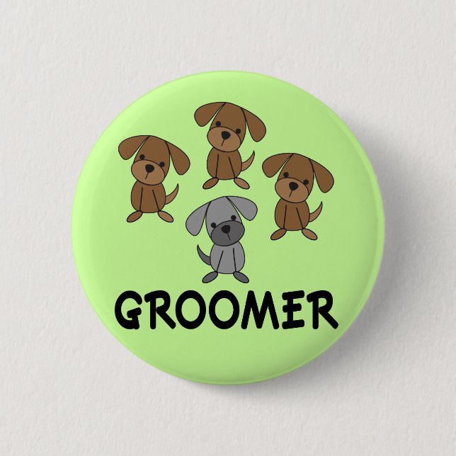 Niedliches Hundegroomer-Berufs-Geschenk Button (Vorderseite)
