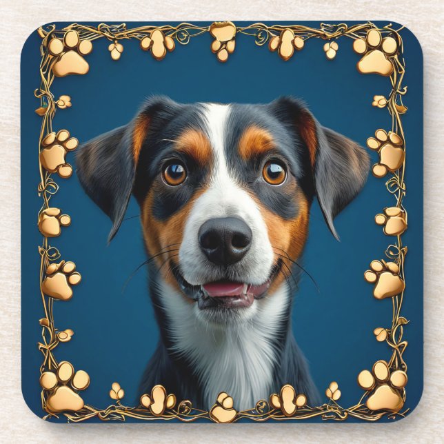 Niedliches Hundeportrait Getränkeuntersetzer (Vorderseite)