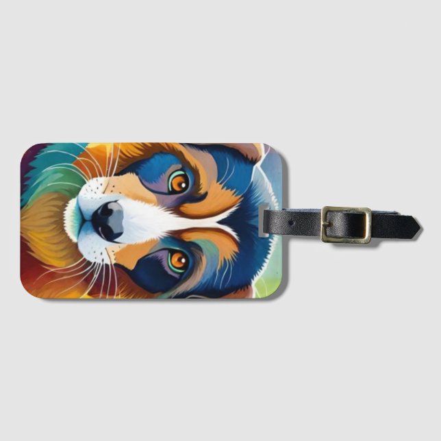 Niedliches Hundeportrait nah Gepäckanhänger (Vorderseite (Horizontal))