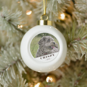 Niedliches Hundeschema-Foto Personalisiert Keramik Kugel-Ornament