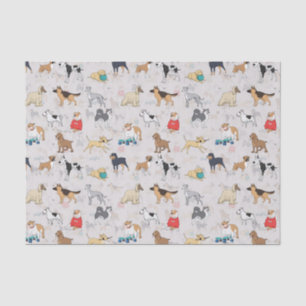 Niedliches Hundsmuster Design Weiß Seidenpapier