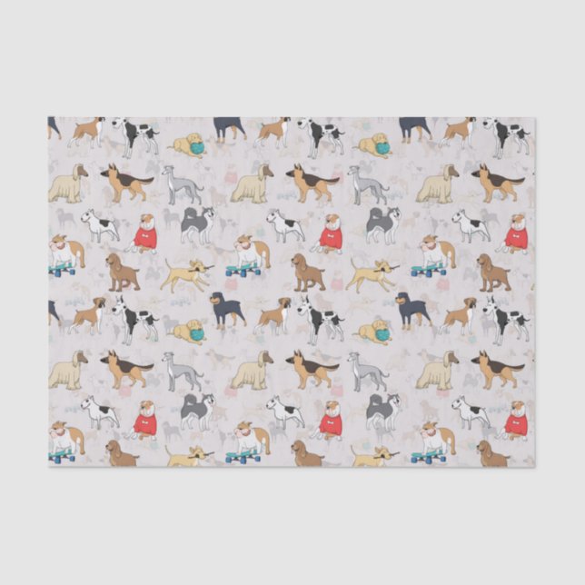 Niedliches Hundsmuster Design Weiß Seidenpapier (Vorderseite)