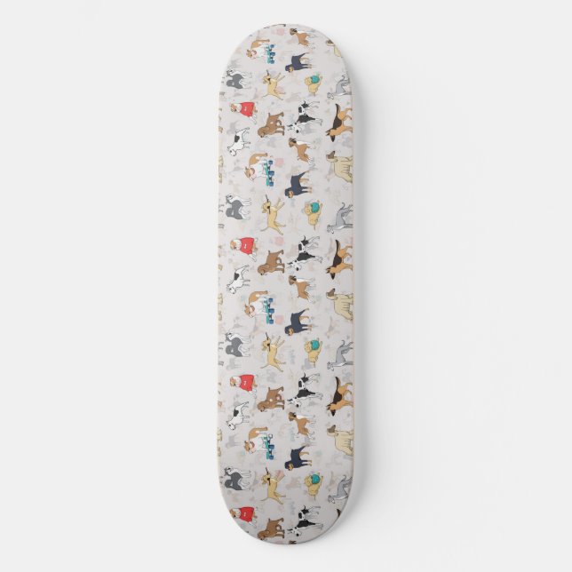 Niedliches Hundsmuster Design Weiß Skateboard (Vorderseite)
