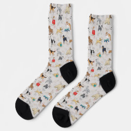 Niedliches Hundsmuster Design Weiß Socken