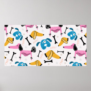 Niedliches Hundsmuster mit dem Gesicht eines Säugl Poster