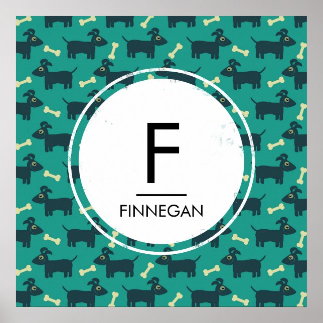 Niedliches Hundsmuster mit Diskettenohren und Knoc Poster (Vorne)