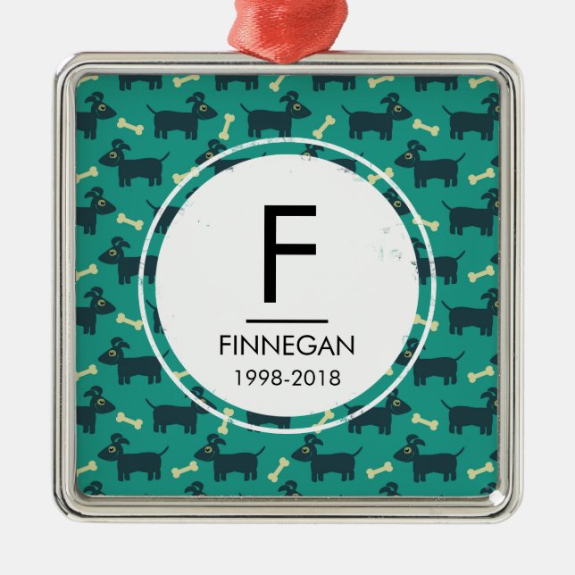 Niedliches Hundsmuster mit Diskettenohren und Knoc Silbernes Ornament (Vorne)